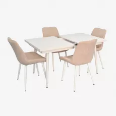 Set de mobilă Eva DT-433-3Wh + 4 YTC-055Wh UF885-03 (Light beige)