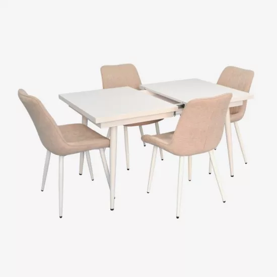 Set de mobilă Eva DT-433-3Wh + 4 YTC-055Wh UF885-03 (Light beige)