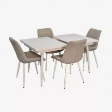 Set de mobilă Eva DT-433-3Wh + 4 YTC-055Wh UF885-13 (Light grey)