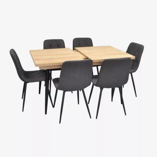 Набор мебели Eva DT-433-4B + 6 YTC-080B BJORN-16 (Dark grey)