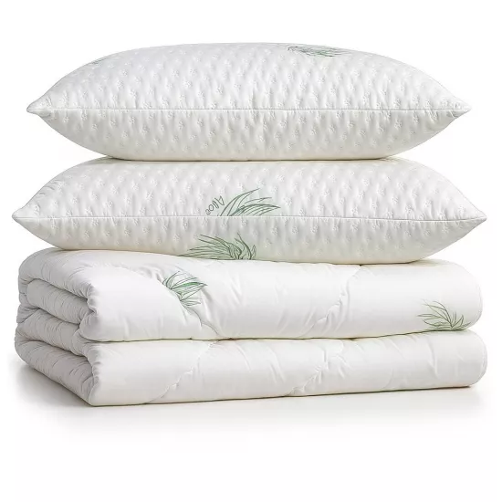 Set Plapuma + 2 perne Welpy Aloe Vera, 200х220 cm