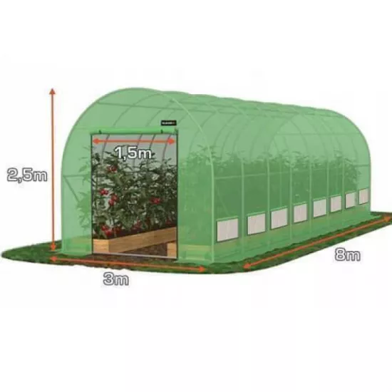 Sera pentru gradina Tehno MS 8x3x2.5m / Ø26mm / 2 uși