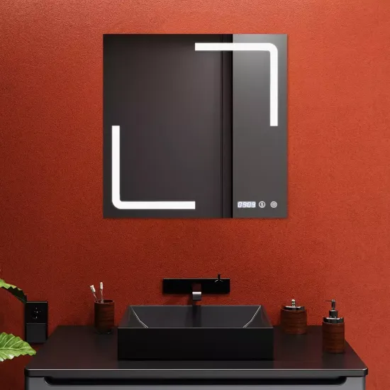 Зеркало для ванной Bayro Edge 60x60, LED touch c подогревом, часами и термометром (123794)
