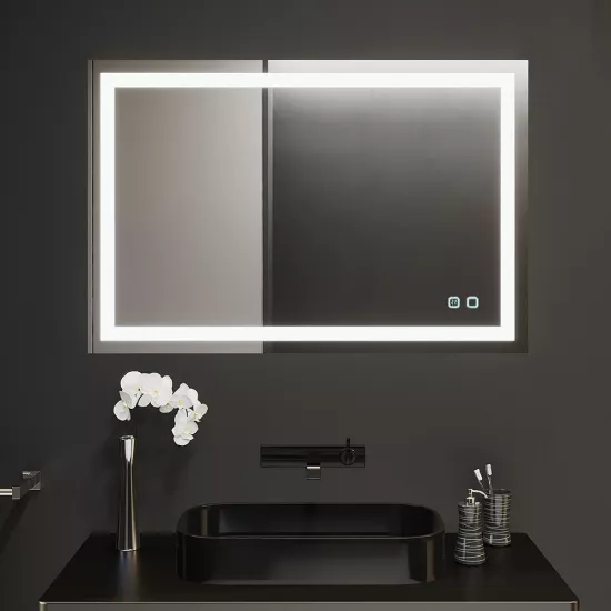 Oglindă pentru baie Bayro Elipso 100x80, LED touch cu dezaburire (118962)