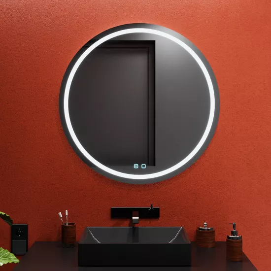 Oglindă pentru baie Bayro Elipso rotunda 90x90, LED touch cu dezaburire (124178)