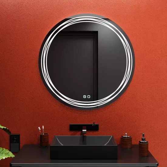 Oglindă pentru baie Bayro Folk rotunda 90x90, LED touch cu dezaburire (118946)