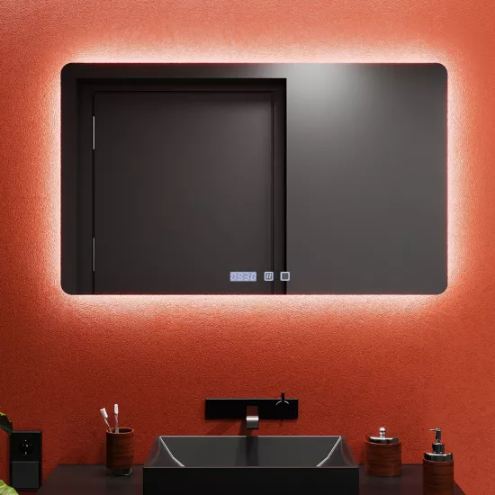 Зеркало для ванной Bayro Moon 120x80, LED touch нейтральный c подогревом, часами и термометром (124189)