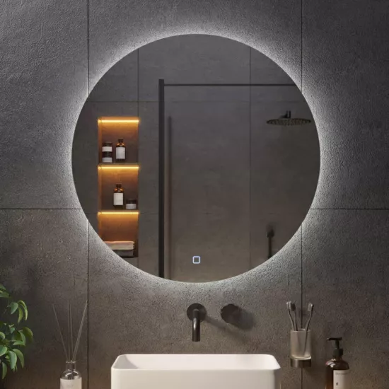 Oglindă pentru baie Bayro Moon rotunda 70x70, LED touch neutru (115276)