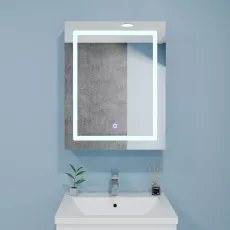 Шкаф-Зеркало для ванной Bayro Optima LED touch 50x70 правый Белый (122336)