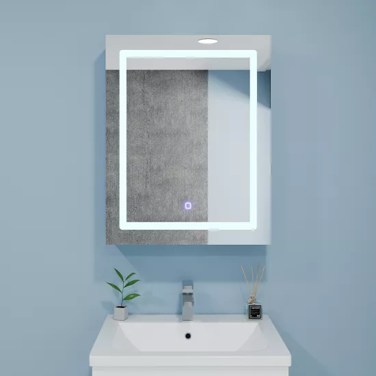 Шкаф-Зеркало для ванной Bayro Optima LED touch 50x70 правый Белый (122336)