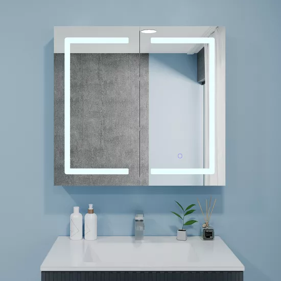 Dulap-oglindă baie Bayro Optima LED touch 70x70 Alb (122340)