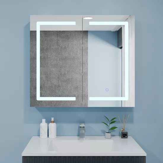 Dulap-oglindă baie Bayro Optima LED touch 80x70 Alb (122342)