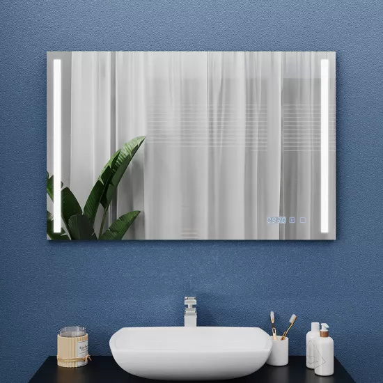 Oglindă pentru baie Bayro Sigma 120x80, LED touch cu dezaburire, ceas si termometru (121768)