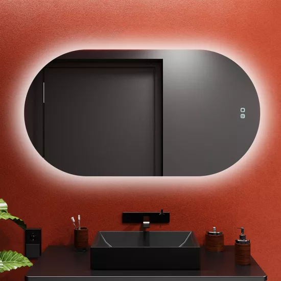 Oglindă pentru baie Bayro Solar 130x70, LED touch neutru cu dezaburire (118942)