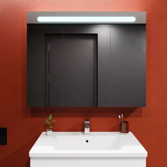 Dulap-oglindă baie Bayro Portis LED 100x80 Alb (124453)