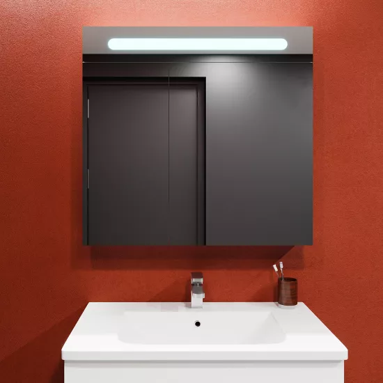 Dulap-oglindă baie Bayro Portis LED 90x80 Alb (124458)