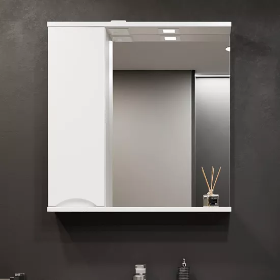 Шкаф-Зеркало для ванной Bayro Elara 75x75 левый Белый Мат (122194)