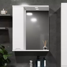 Dulap-oglindă baie Bayro Etna 60x75 stânga Alb Mat (121473)