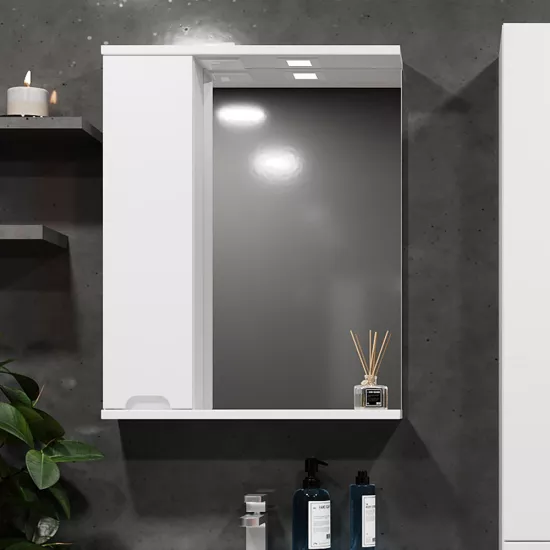 Dulap-oglindă baie Bayro Etna 60x75 stânga Alb Mat (121473)