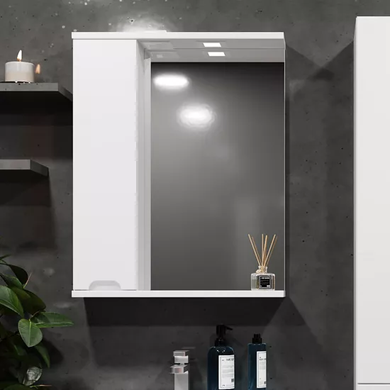 Шкаф-Зеркало для ванной Bayro Etna 70x75 левый Белый Мат (121475)