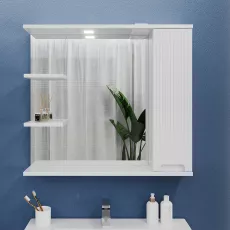 Шкаф-Зеркало для ванной Bayro Positano 100x75 правый Белый Мат (123977)