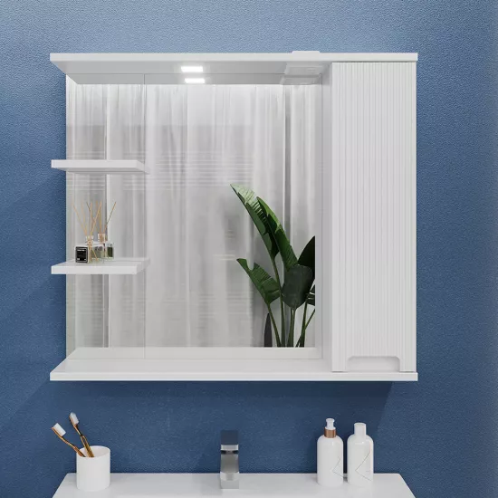 Dulap-oglindă baie Bayro Positano 100x75 dreapta Alb Mat (123977)