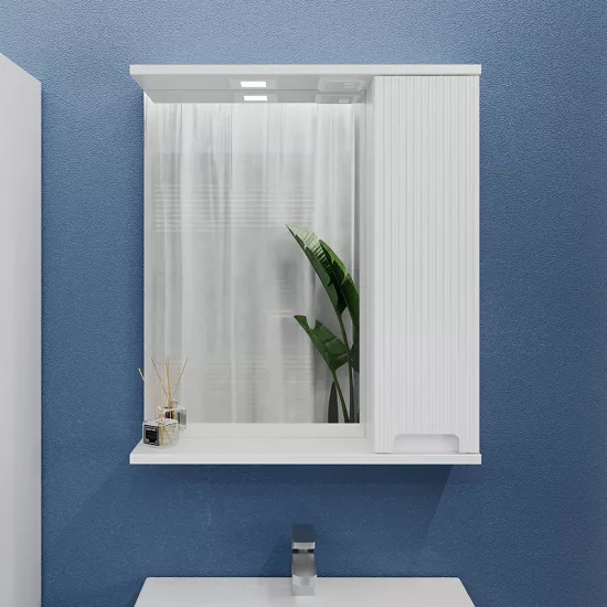 Шкаф-Зеркало для ванной Bayro Positano 70x75 правый Белый Мат (123979)