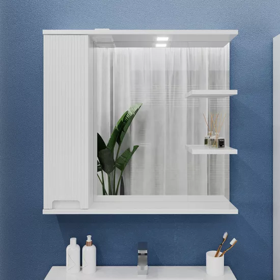 Dulap-oglindă baie Bayro Positano 80x75 stânga Alb Mat (121480)