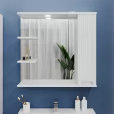 Dulap-oglindă baie Bayro Positano 80x75 dreapta Alb Mat (121481)