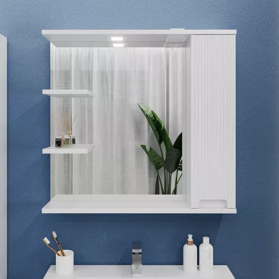 Dulap-oglindă baie Bayro Positano 80x75 dreapta Alb Mat (121481)