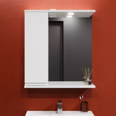 Dulap-oglindă baie Bayro Studio 70x75 stânga Alb Mat (121570)