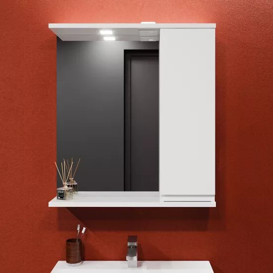 Dulap-oglindă baie Bayro Studio 70x75 drept Alb Mat (121571)