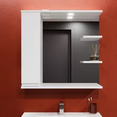 Dulap-oglindă baie Bayro Studio 80x75 stâng Alb Mat (121572)