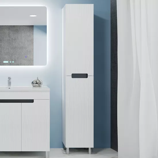 Шкаф-пенал для ванной напольный Bayro Positano 350x1900 универсальный, Белый Мат (123980)