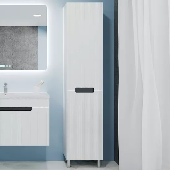 Dulap înalt pentru baie Bayro Positano 420x1900 drept, Alb Mat (123982)