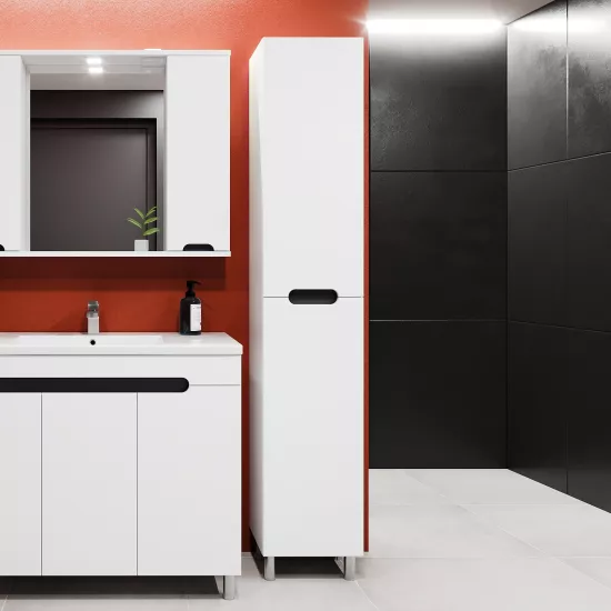 Dulap înalt pentru baie Bayro Etna 350x1900 universal, Alb Mat (123968)