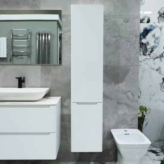 Dulap înalt pentru baie Bayro Bergamo 350x1600 drept, Alb Mat (115294)