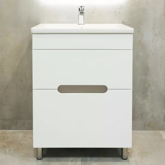 Dulap pentru lavoar Bayro Etna 60 cm, pardoseală, Alb Mat (118763)