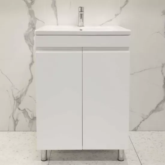 Dulap pentru baie Bayro Studio Duo pardoseală fară lavoar, Alb Mat (118776)