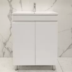 Шкаф для ванной Bayro Studio Duo напольный без умывальника, Белый мат (118777)