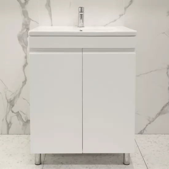 Шкаф для ванной Bayro Studio Duo напольный без умывальника, Белый мат (118777)