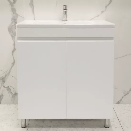 Шкаф для ванной Bayro Studio Duo напольный без умывальника, Белый мат (118778)