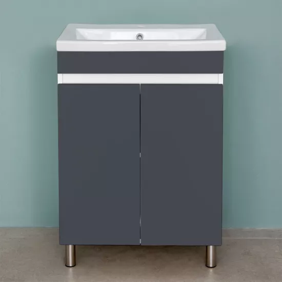 Dulap pentru baie Bayro Trend Duo pardoseală fară lavoar, Antracit mat (114026)