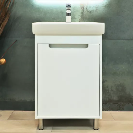 Dulap pentru baie Bayro Venus pardoseală с умывальником Sanovit Neon 450, Structurală albă (114537_108403)