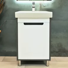 Шкаф для ванной Bayro Venus напольный с умывальником Sanovit Neon 450, Бетон чикаго тёмный (118354_108403)