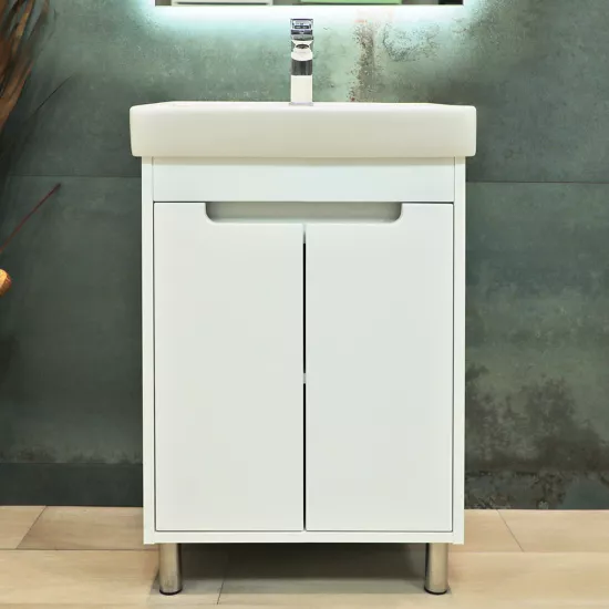 Dulap pentru baie Bayro Venus pardoseală с умывальником Sanovit Neon 500, Structurală albă (114538_108404)