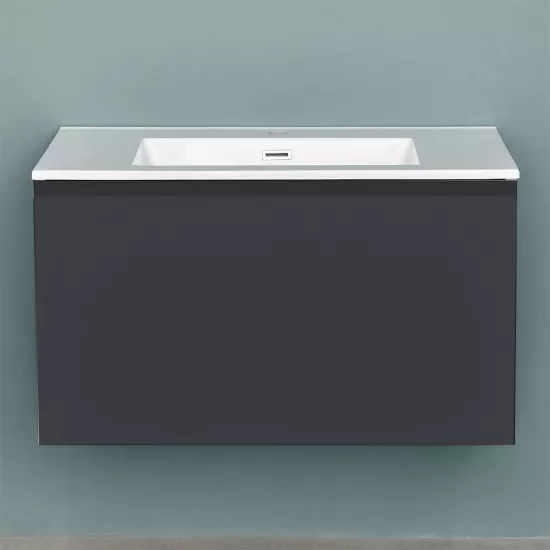 Шкаф для ванной Bayro Formal подвесной с умывальником Moershu Allegro 800, Антрацит мат (121576_100433)