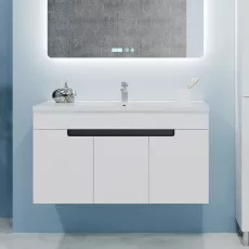 Dulap pentru baie Bayro Positano Duo suspendat с умывальником Nomi Argo 1000, Alb Mat (123972_120993)