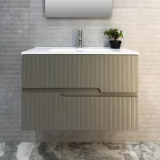 Шкаф для ванной Bayro Santos подвесной с умывальником Sanovit Allegro 800, Light Grey (122966_100433)