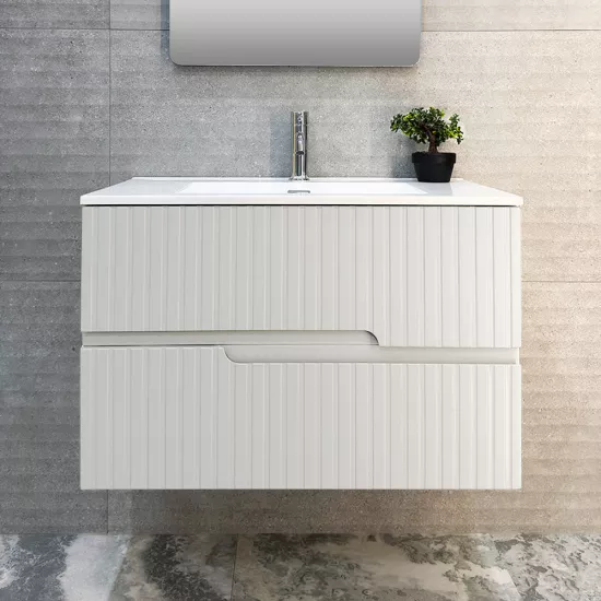 Шкаф для ванной Bayro Santos подвесной с умывальником Sanovit Allegro 800, Белый Мат (122330_100433)